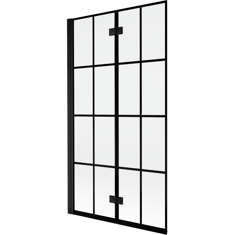 Mexen Mist badwand 2-delig links 100 x 150 cm, zwart raster, zwart - 8A9-100-002-70-77-L