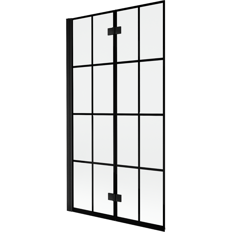 Mexen Mist paratia per vasca da bagno a 2 ante sinistra 100 x 150 cm, griglia nera, nero - 8A9-100-002-70-77-L