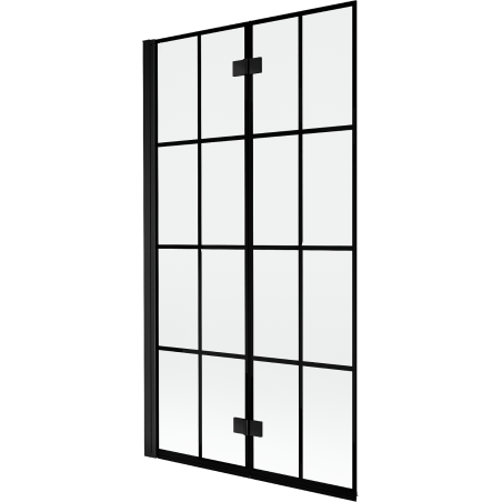 Mexen Mist Duschwand 2-flügelig links 100 x 150 cm, schwarzes Gitter, schwarz - 8A9-100-002-70-77-L