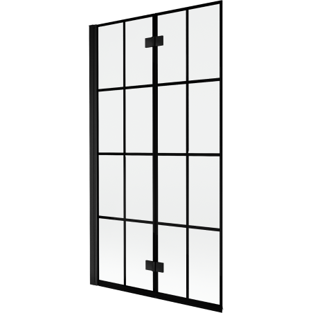 Mexen Mist paratia per vasca da bagno a 2 ante sinistra 100 x 150 cm, griglia nera, nero - 8A9-100-002-70-77-L