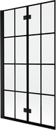 Mexen Mist parapeito de duche 2 partes dobráveis esquerda 100 x 150 cm, grade preta, preto - 8A9-100-002-70-77-L