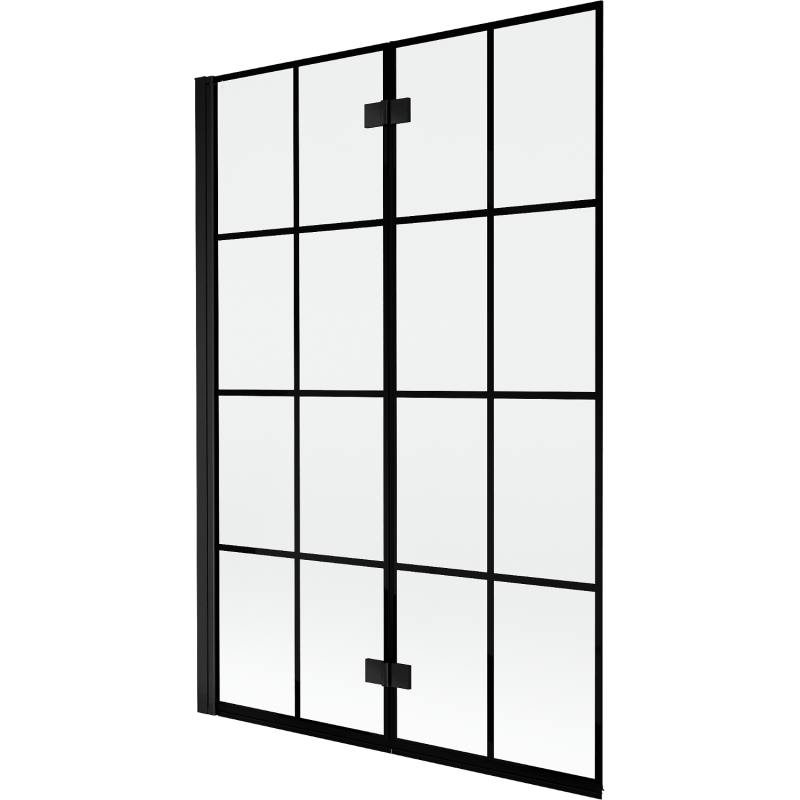 Mexen Mist parawan nawannowy 2-skrzydłowy lewy 120 x 150 cm, czarna kratka, czarny - 8A9-120-002-70-77-L