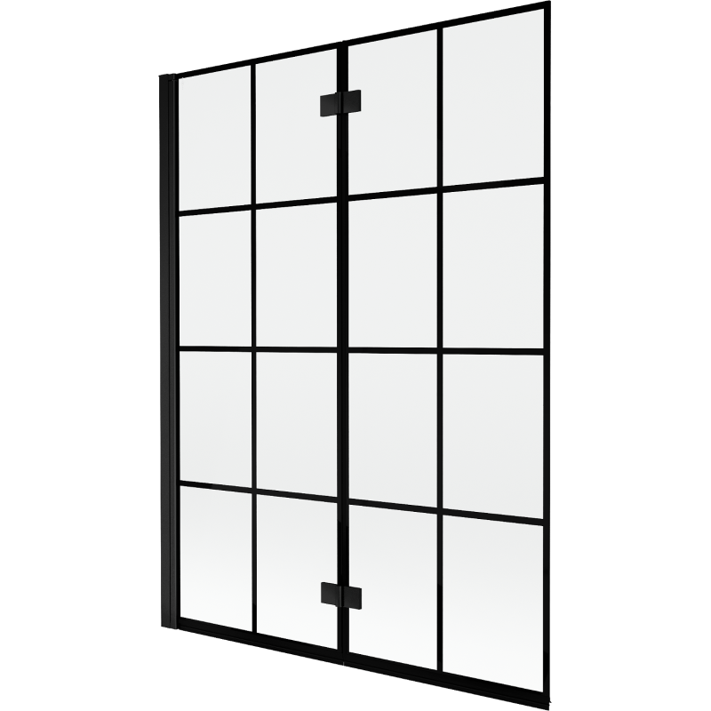 Mexen Mist divi salokāmi vannas ekrāni kreisajam stūrim 130 x 150 cm, melns režģis, melns - 8A9-130-002-70-77-L