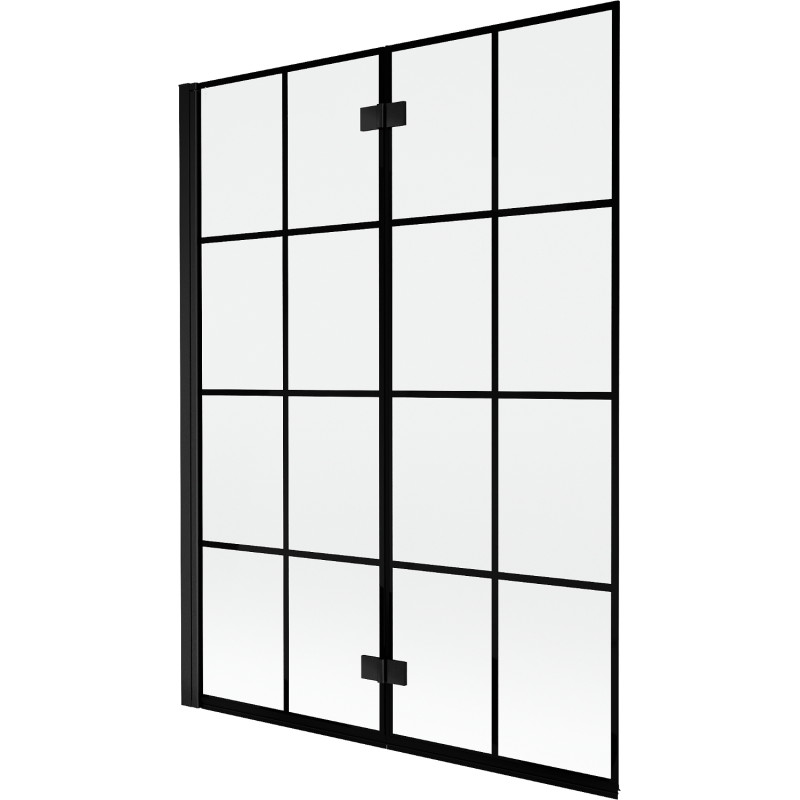 Mexen Mist dušinurga vahesein 2-osaline vasak 130 x 150 cm, must ruudustik, must - 8A9-130-002-70-77-L