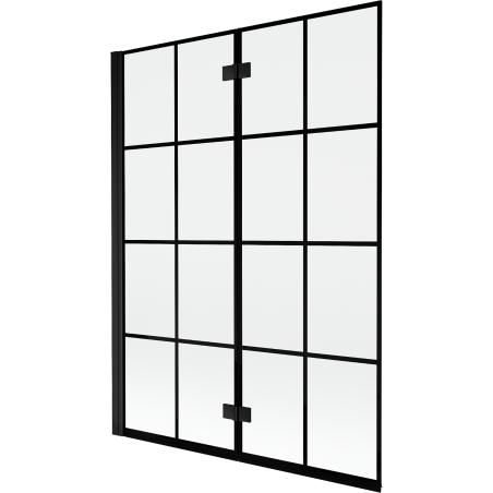 Mexen Mist badwand 2-delig links 130 x 150 cm, zwart raster, zwart - 8A9-130-002-70-77-L