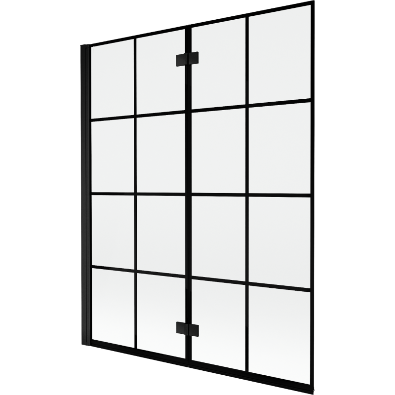Mexen Mist 2-flilleche Buedenwand lénks 140 x 150 cm, schwaarz Karomuster, schwaarz - 8A9-140-002-70-77-L