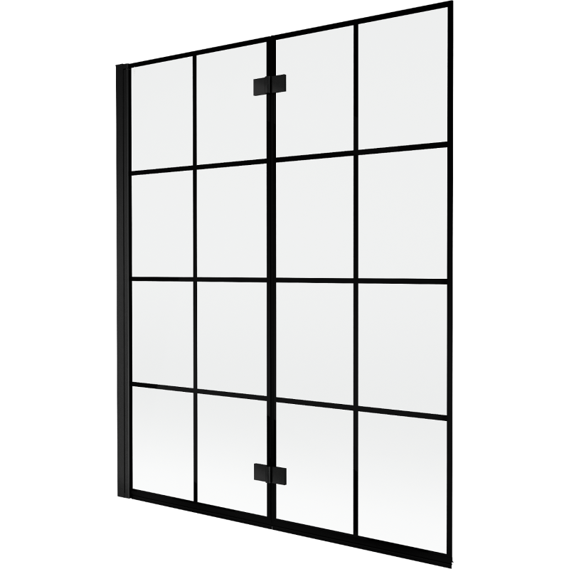 Mexen Mist parawan nawannowy 2-skrzydłowy lewy 140 x 150 cm, czarna kratka, czarny - 8A9-140-002-70-77-L