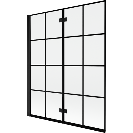 Mexen Mist parawan nawannowy 2-skrzydłowy lewy 140 x 150 cm, czarna kratka, czarny - 8A9-140-002-70-77-L
