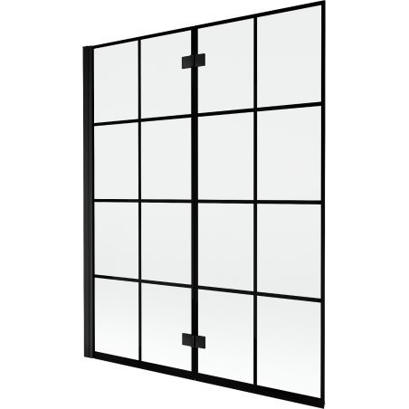 Mexen Mist paroi de baignoire 2 volets gauche 140 x 150 cm, grille noire, noir - 8A9-140-002-70-77-L