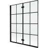 Mexen Mist parawan nawannowy 2-skrzydłowy lewy 140 x 150 cm, czarna kratka, czarny - 8A9-140-002-70-77-L