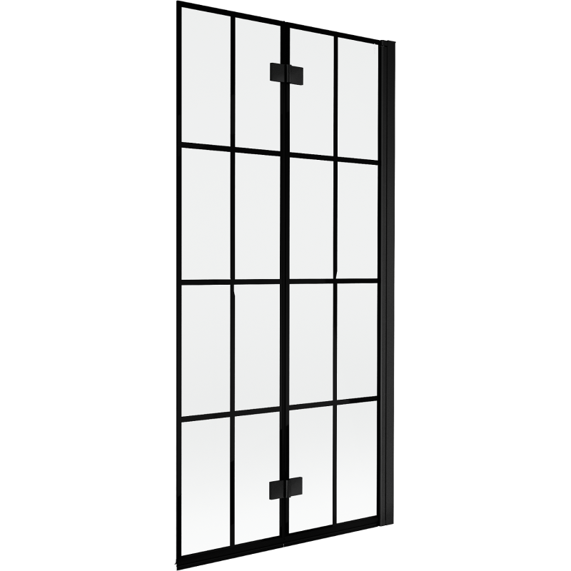 Mexen Mist parawan nawannowy 2-skrzydłowy prawy 90 x 150 cm, czarna kratka, czarny - 8A9-090-002-70-77-P