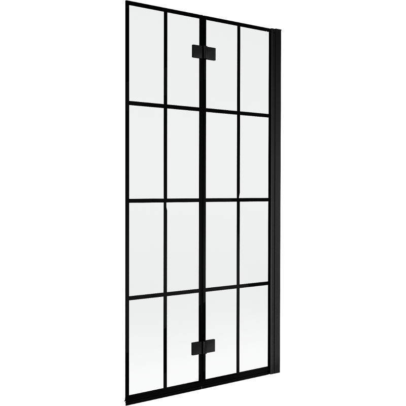 Mexen Mist paroi de douche pliante 2 volets droite 90 x 150 cm, grille noire, noir - 8A9-090-002-70-77-P