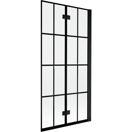 Mexen Mist paroi de douche pliante 2 volets droite 90 x 150 cm, grille noire, noir - 8A9-090-002-70-77-P