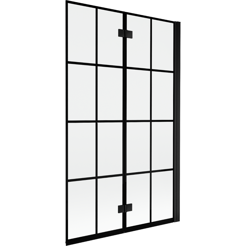 Mexen Mist Duschabtrennung 2-flügelig rechts 110 x 150 cm, schwarzes Gitter, schwarz - 8A9-110-002-70-77-P