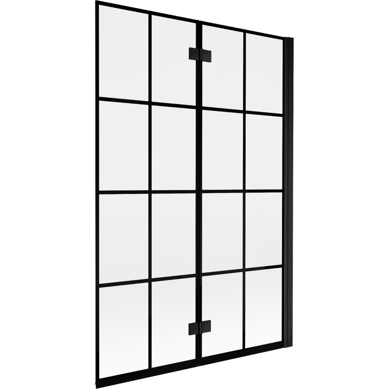 Mexen Mist divisória de duche de 2 painéis, direito 120 x 150 cm, grade preta, preto - 8A9-120-002-70-77-P