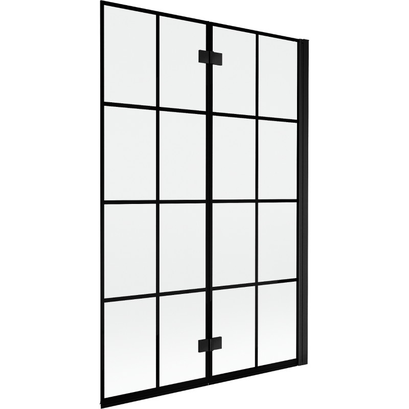Mexen Mist paravan za kadu s dvostrukim vratima, desni, 120 x 150 cm, crna rešetka, crna - 8A9-120-002-70-77-P