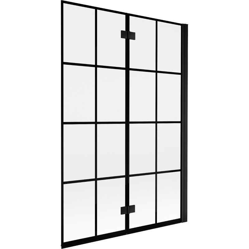 Mexen Mist parawan nawannowy 2-skrzydłowy prawy 120 x 150 cm, czarna kratka, czarny - 8A9-120-002-70-77-P