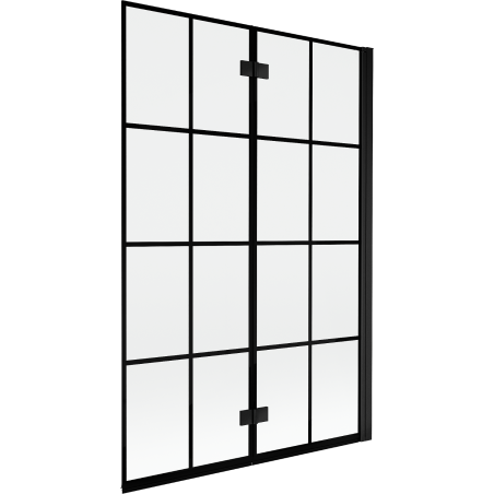 Mexen Mist Badewannenabtrennung, 2-flügelig rechts, 120 x 150 cm, schwarzes Gitter, schwarz - 8A9-120-002-70-77-P