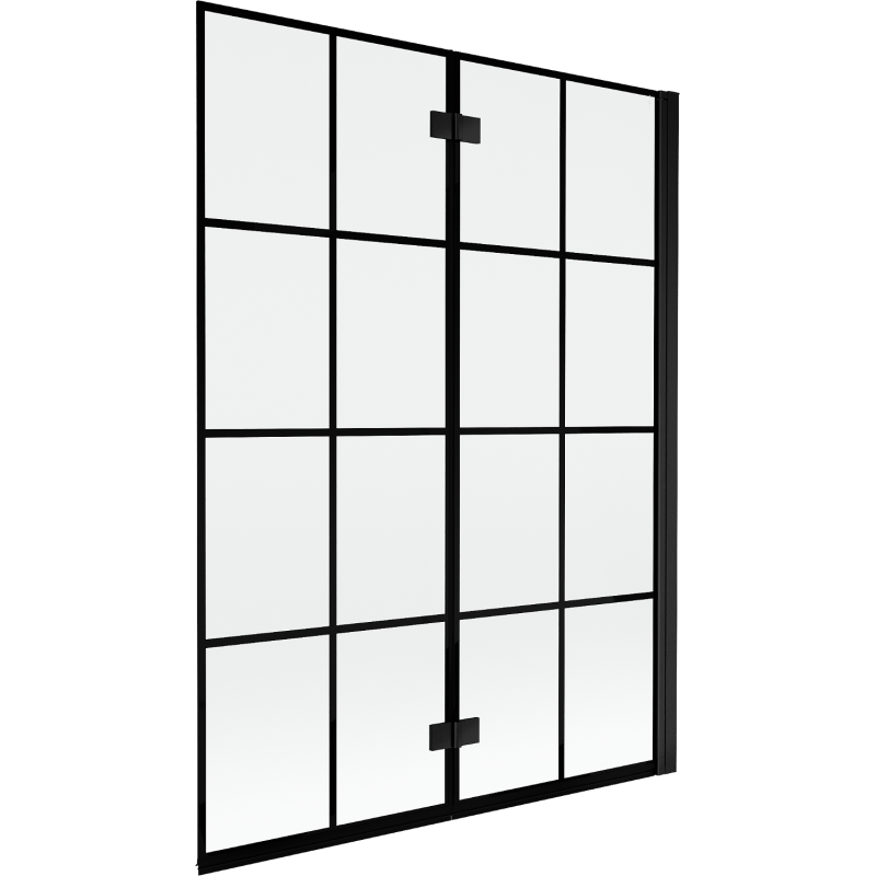 Mexen Mist Duschabtrennung 2-flügelig rechts 130 x 150 cm, schwarzes Raster, schwarz - 8A9-130-002-70-77-P
