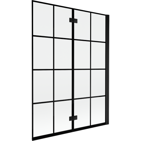 Mexen Mist parawan nawannowy 2-skrzydłowy prawy 130 x 150 cm, czarna kratka, czarny - 8A9-130-002-70-77-P