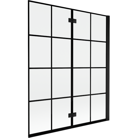 Mexen Mist parawan nawannowy 2-skrzydłowy prawy 140 x 150 cm, czarna kratka, czarny - 8A9-140-002-70-77-P