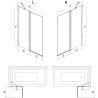 Paroi de baignoire pliable 2 volets Mexen Mist 140 x 150 cm, transparent, chrome - 8A9-140-011-01-00
