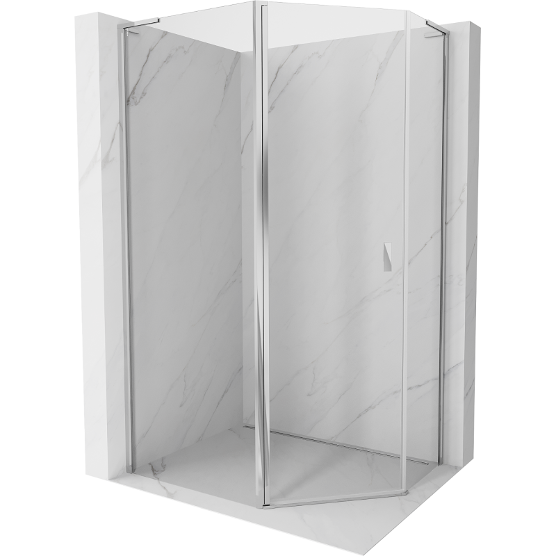 Mexen Mist L fünfeckige asymmetrische Duschkabine 100 x 80 cm, transparent, Chrom - 8A8L-100-080-01-00