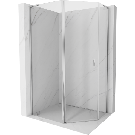 Mexen Mist L fünfeckige asymmetrische Duschkabine 100 x 80 cm, transparent, Chrom - 8A8L-100-080-01-00