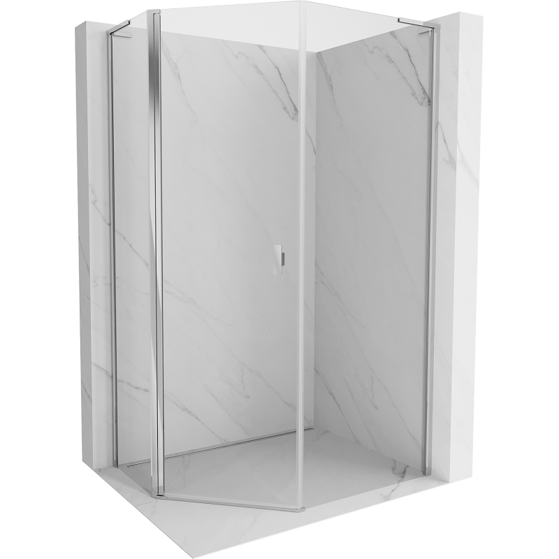 Cabine de douche asymétrique pentagonale Mexen Mist L pivotante 80 x 90 cm, transparent, chromé - 8A8L-080-090-01-00