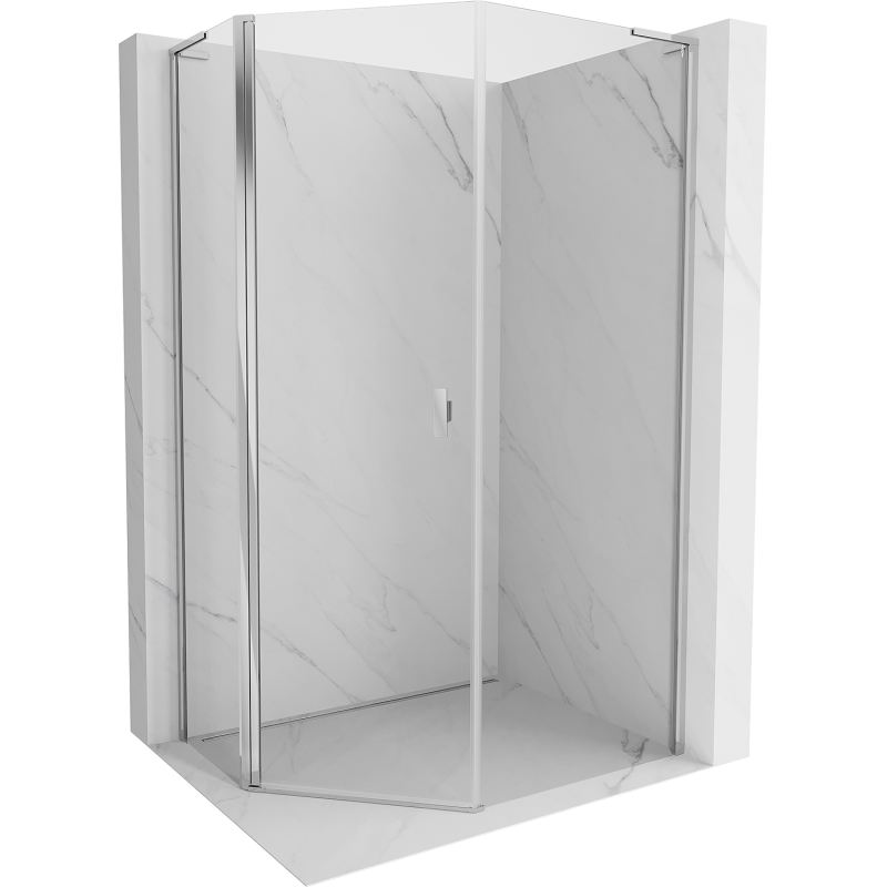 Mexen Mist L asymmetrische fünfeckige Duschkabine, schwenkbar 80 x 90 cm, transparent, chrom - 8A8L-080-090-01-00