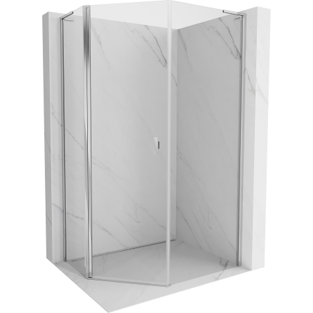 Mexen Mist L asymmetrische fünfeckige Duschkabine mit Drehtür 80 x 90 cm, transparent, Chrom - 8A8L-080-090-01-00