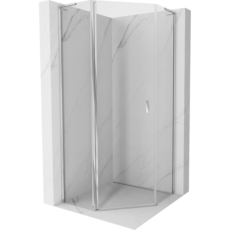 Mexen Mist L Duschkabine fünfeckig schwenkbar 90 x 90 cm, transparent, chrom - 8A8L-090-090-01-00