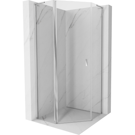 Mexeni Mist L viiepoolne hingedega dušinurk 90 x 90 cm, läbipaistev, kroom - 8A8L-090-090-01-00
