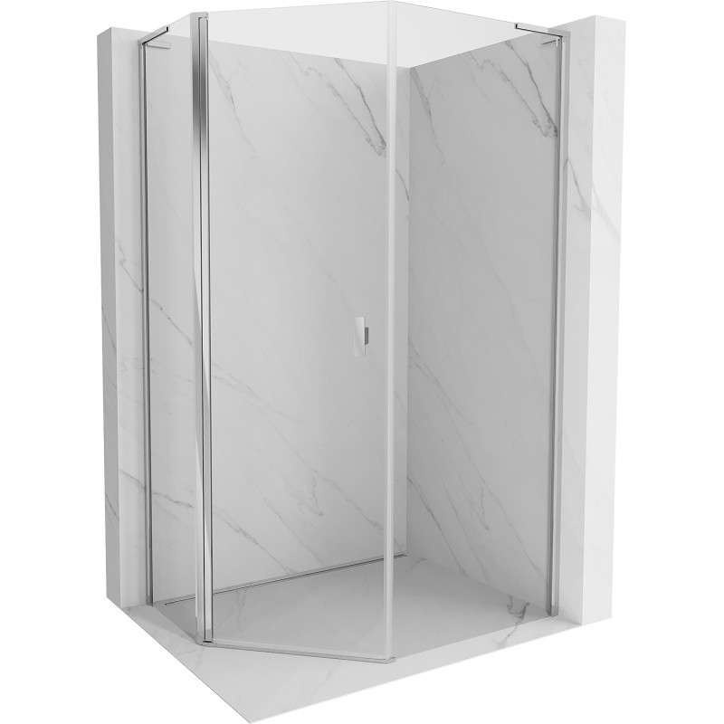 Mexen Mist L asimetrična peterokutna tuš kabina na zakretanje 80 x 100 cm, prozirna, krom - 8A8L-080-100-01-00