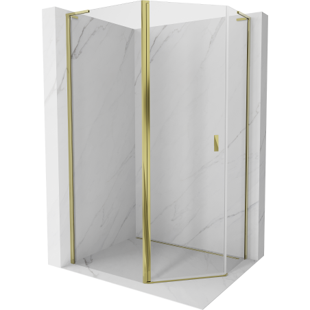 Mexen Mist L pentagonale asymmetrische Duschkabine schwenkbar 90 x 80 cm, transparent, gold - 8A8L-090-080-50-00