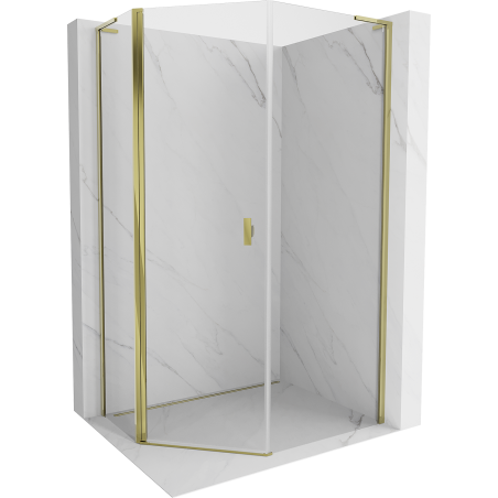 Mexen Mist L asymmetrische fünfeckige Duschkabine, 80 x 90 cm, transparent, gold - 8A8L-080-090-50-00