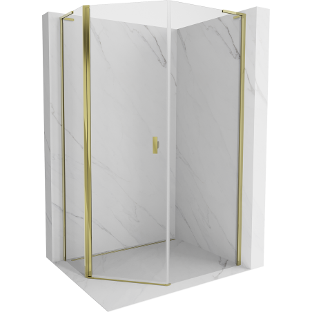 Mexen Mist L cabine de douche pentagonale asymétrique battante 80 x 90 cm, transparent, doré - 8A8L-080-090-50-00