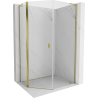 Mexen Mist L cabine de douche pentagonale asymétrique battante 80 x 90 cm, transparent, doré - 8A8L-080-090-50-00