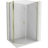 Mexen Mist L asymmetrische vijfhoekige douchecabine met scharnierende deur 80 x 100 cm, transparant, goud - 8A8L-080-100-50-00