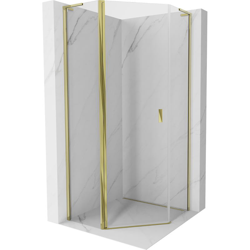 Mexen Mist L pentagonal shower cabin hinged 100 x 100 cm, transparent, gold - 8A8L-100-100-50-00