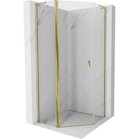 Mexen Mist L pentagonal shower cabin hinged 100 x 100 cm, transparent, gold - 8A8L-100-100-50-00