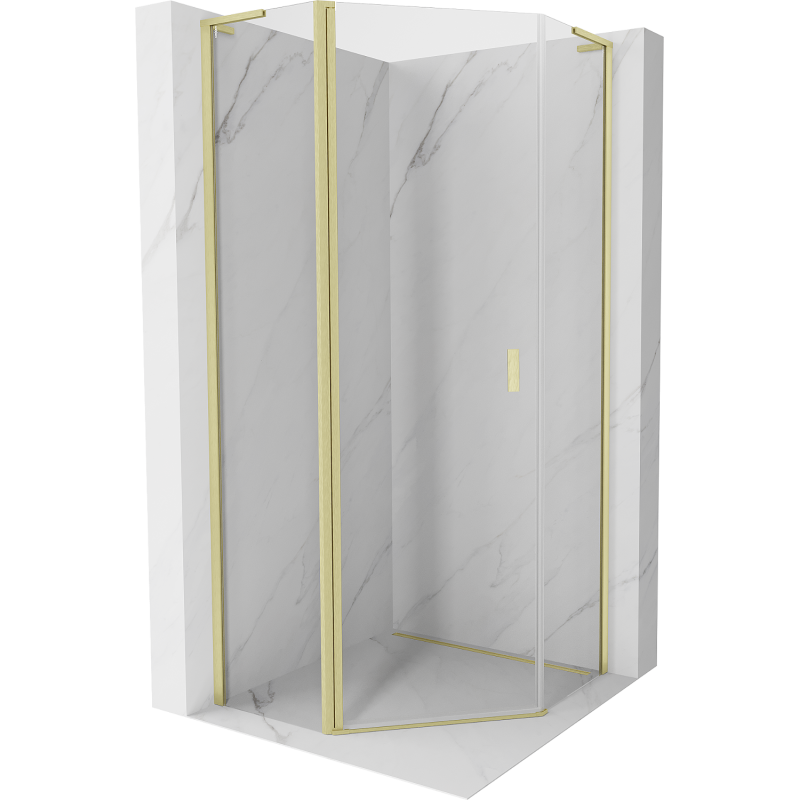Mexen Mist L pentagonal shower enclosure 80 x 80 cm, transparent, brushed gold - 8A8L-080-080-55-00