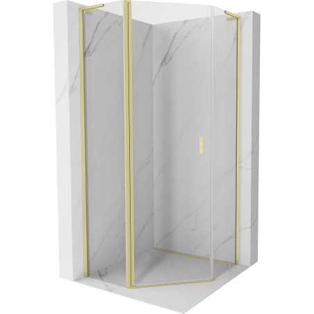 Mexen Mist L cabine de douche pentagonale pivotante 80 x 80 cm, transparent, or brossé - 8A8L-080-080-55-00