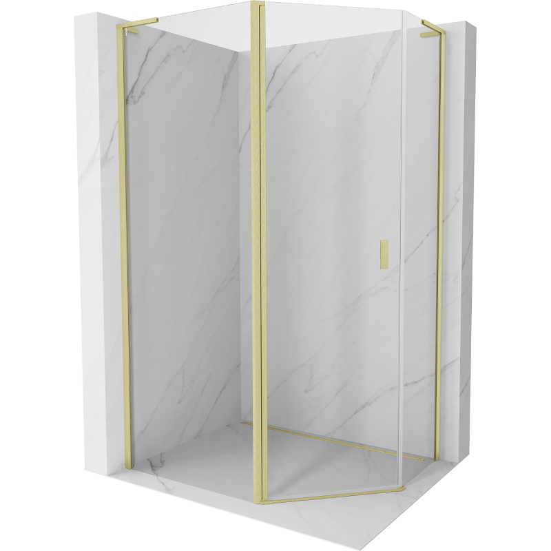 Mexen Mist L cabine de douche pentagonale asymétrique pivotante 100x80 cm, transparent, or brossé - 8A8L-100-080-55-00