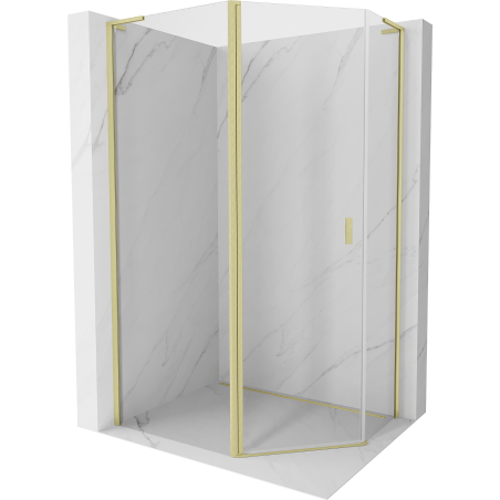 Mexen Mist L cabine de douche pentagonale asymétrique pivotante 100x80 cm, transparent, or brossé - 8A8L-100-080-55-00