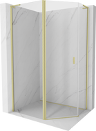 Mexen Mist L fünfeckige asymmetrische Duschkabine mit Schwingtür 100x80 cm, transparent, gebürstetes Gold - 8A8L-100-080-55-00