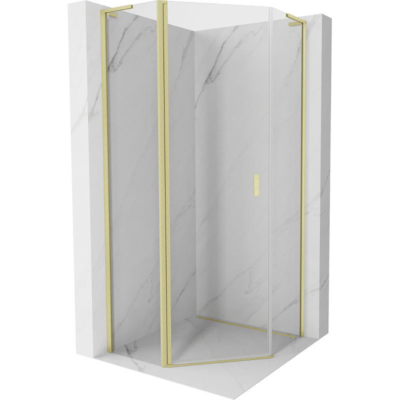 Mexen Mist L cabina doccia pentagonale a battente 90 x 90 cm, trasparente, oro spazzolato - 8A8L-090-090-55-00