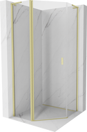 Mexen Mist L cabina doccia pentagonale a battente 90 x 90 cm, trasparente, oro spazzolato - 8A8L-090-090-55-00