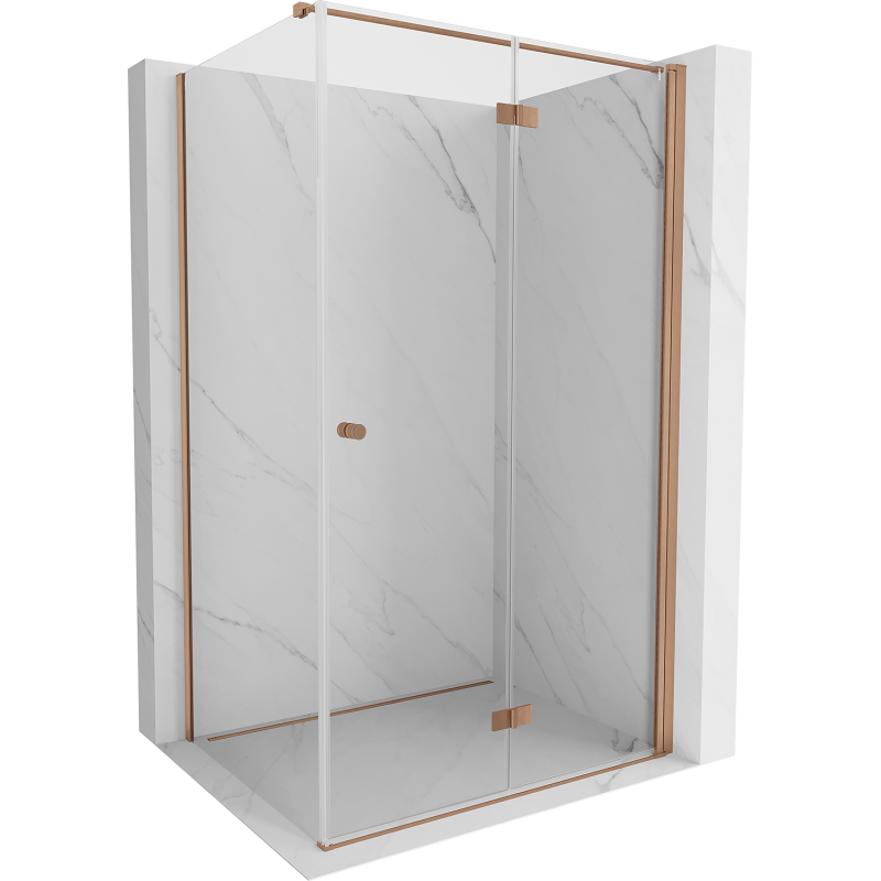 Mexen Mist-F T klappbare Duschkabine rechts 95 x 110 cm, transparent, gebürstetes Kupfer - 8A6T-095-110-65-00-P