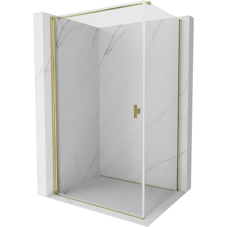 Mexen Mist-B 100 x 75 cm Hinged Shower Enclosure, Transparent, Gold - 8A2T-100-075-50-00